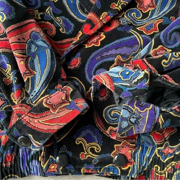 Vintage  Golden Horse Paisley Print Made in Japan Bomber Jacket - Picture 7 of 15